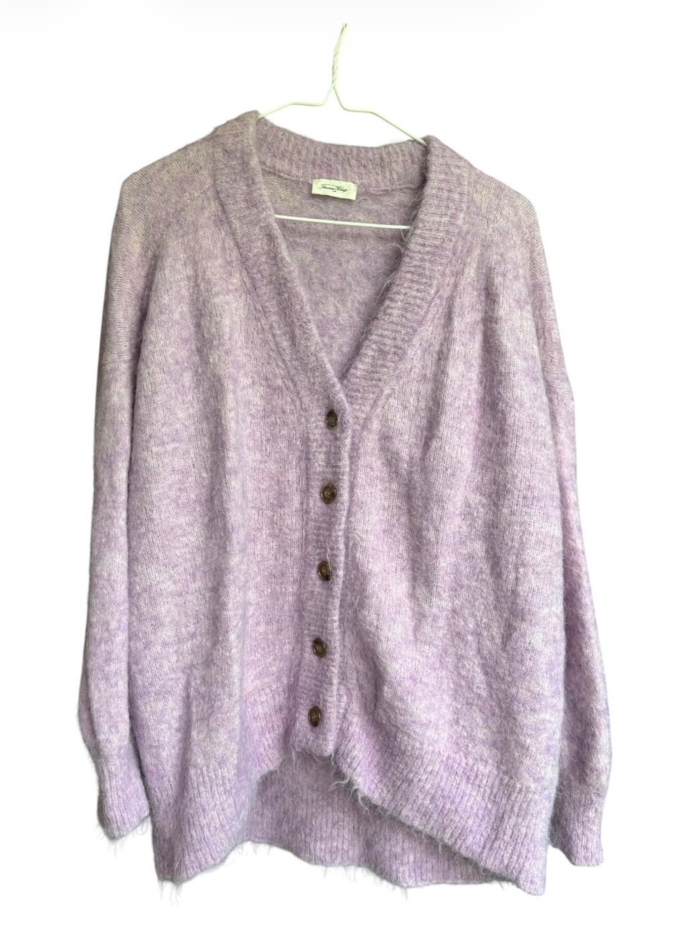 American Vintage Womens XS/S Lilac Alpaca Blend Fuzzy Oversized V Neck Cardigan